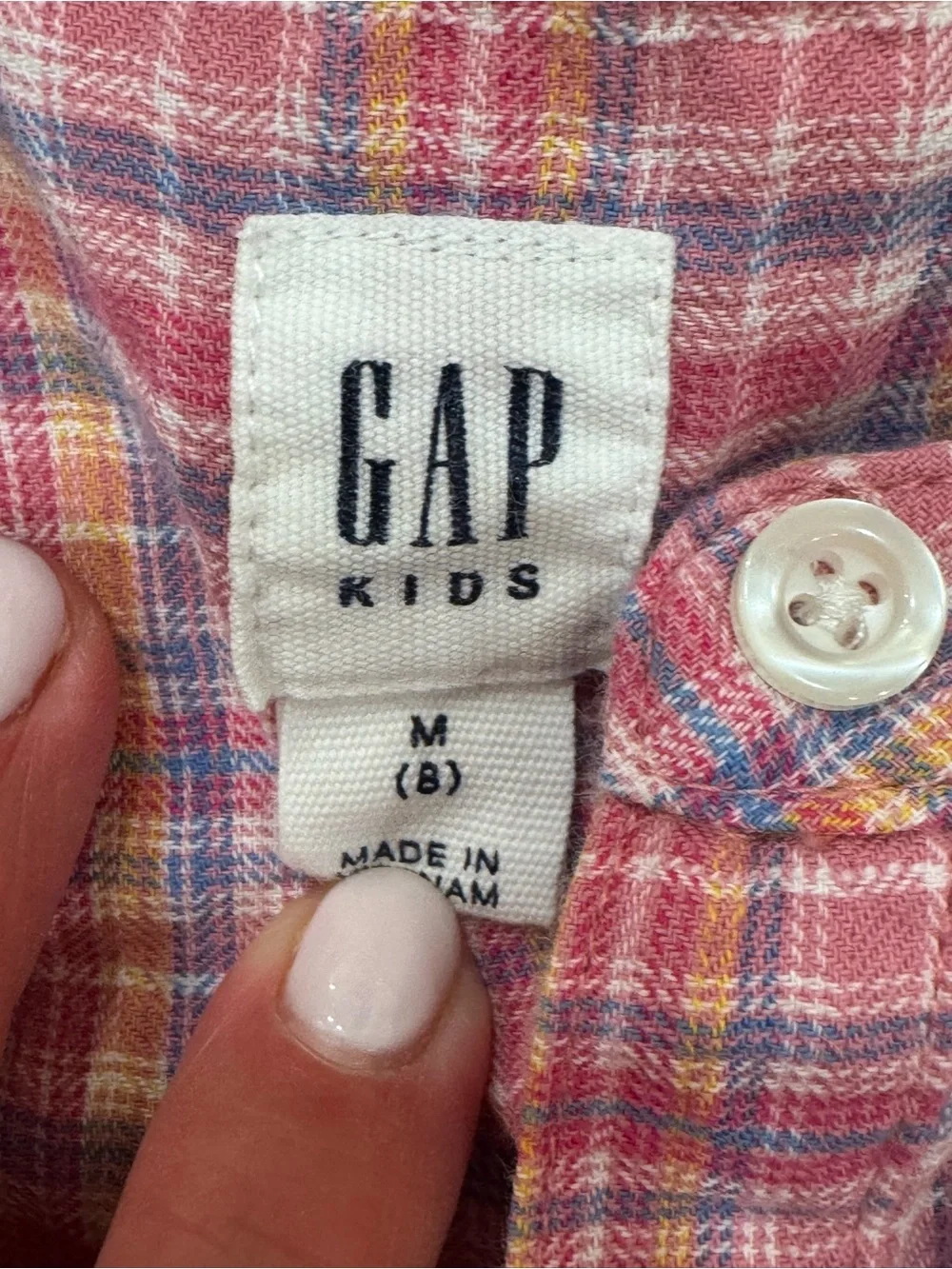 Gap Kids Pink Plaid Button-Front Girls' Top